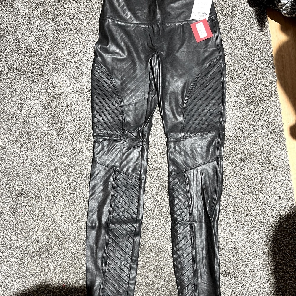 NWT Spanx Faux Leather Moto Leggings